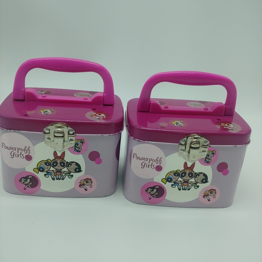 2pc small powerpuff girls tin collector tins metal